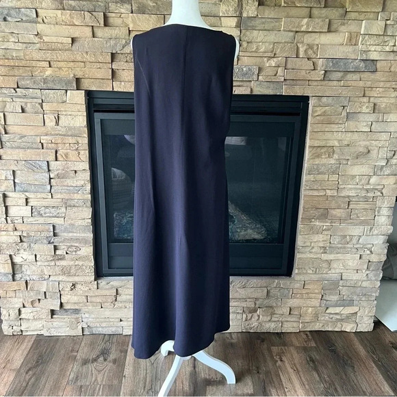 Eileen Fisher Bias Dart Sleeveless Shift Dress Navy Blue Midi Size Small - Picture 6 of 9